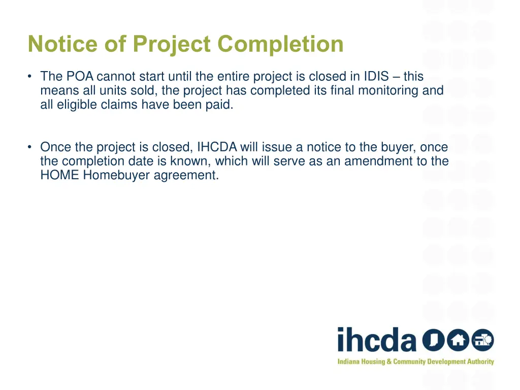 notice of project completion