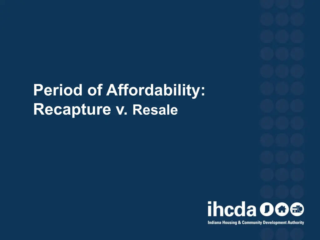 period of affordability recapture v resale