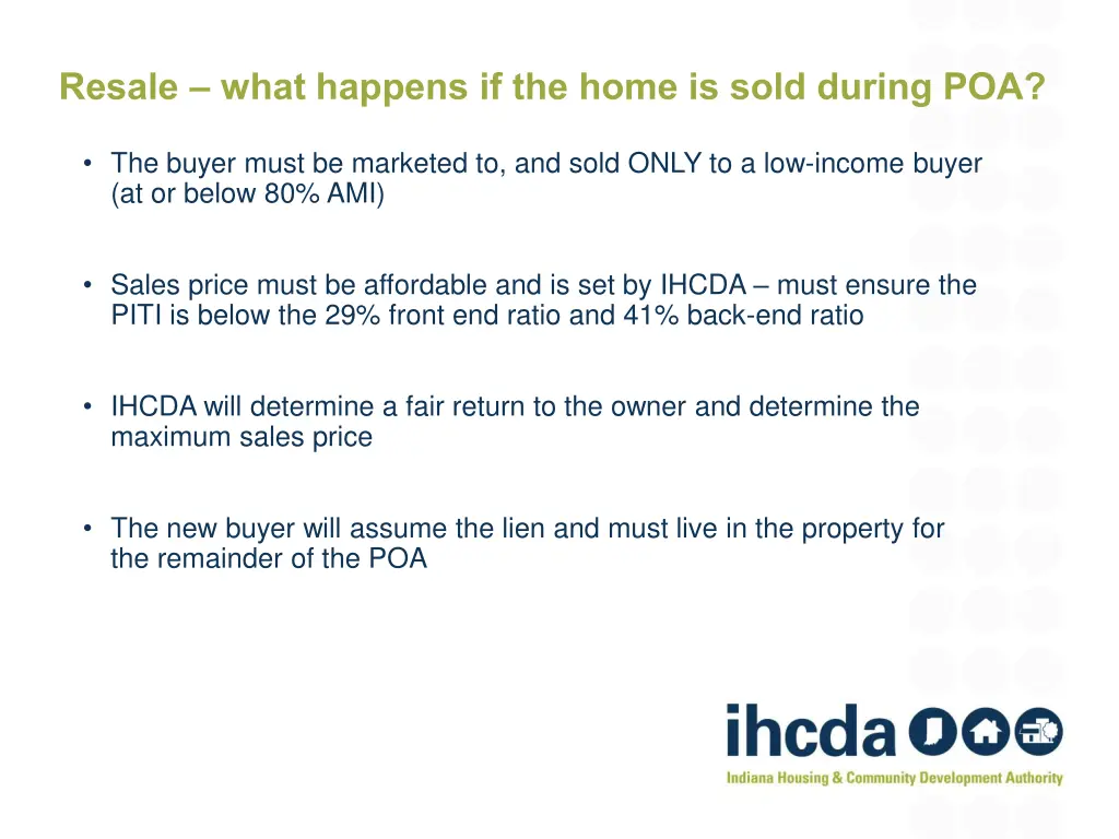 resale what happens if the home is sold during poa