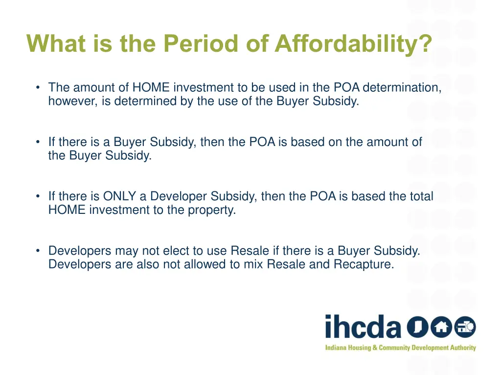 what is the period of affordability