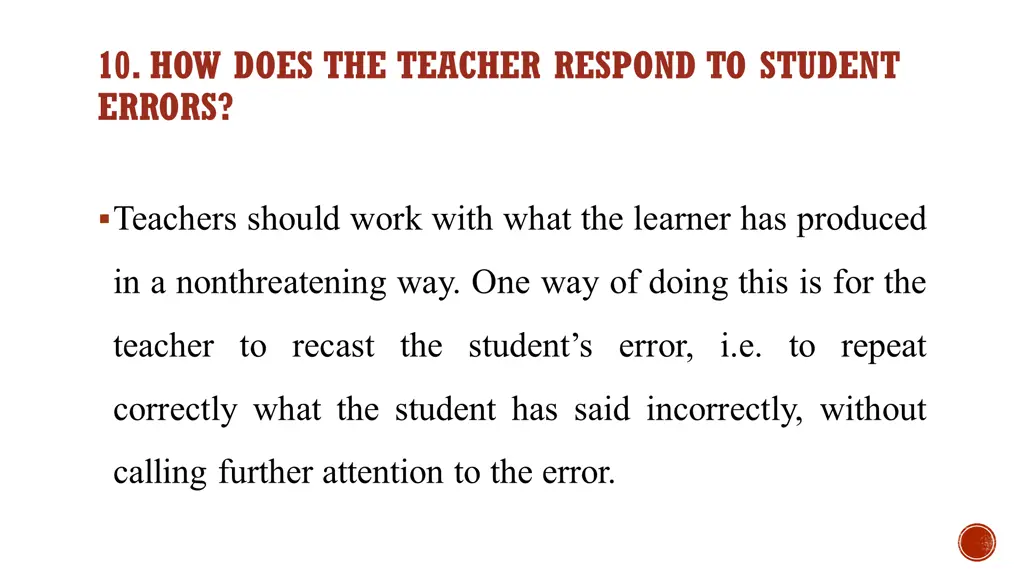 10 how does the teacher respond to student errors