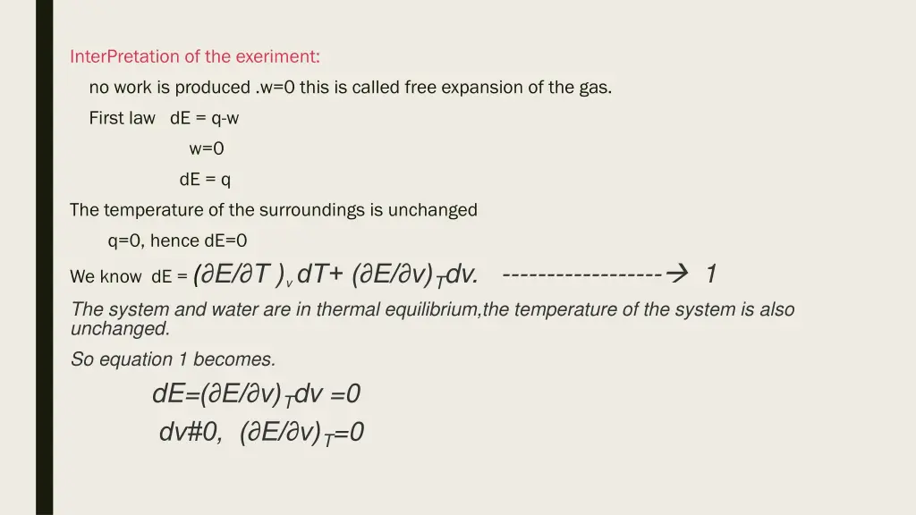 interpretation of the exeriment no work