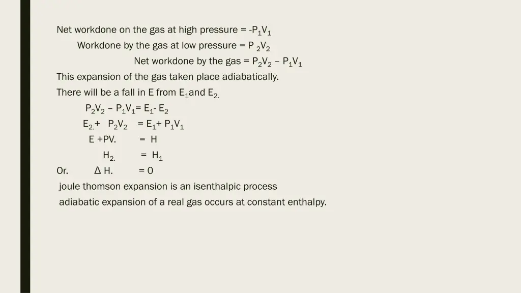 net workdone on the gas at high pressure