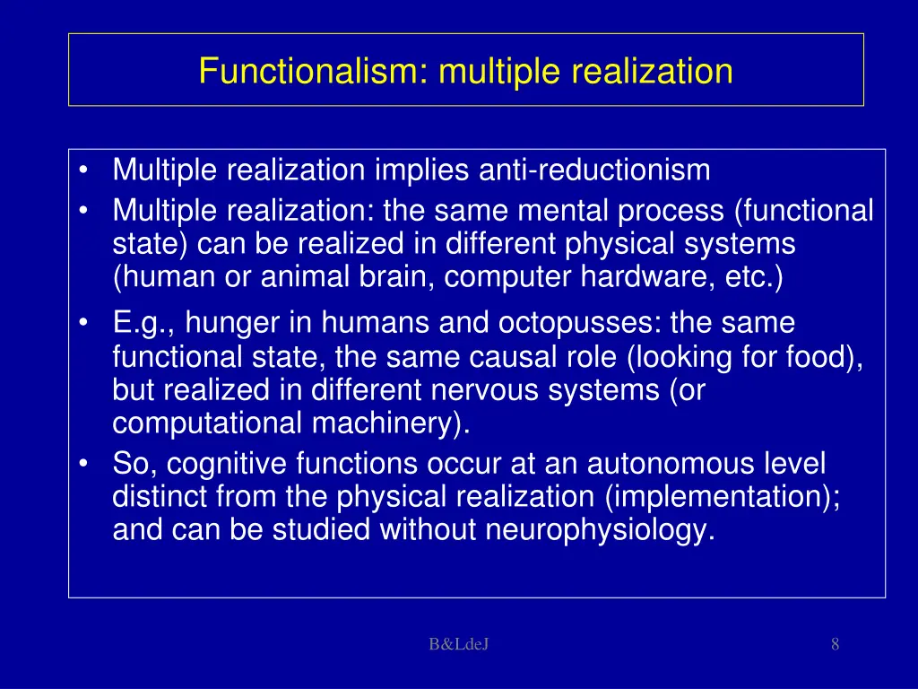 functionalism multiple realization