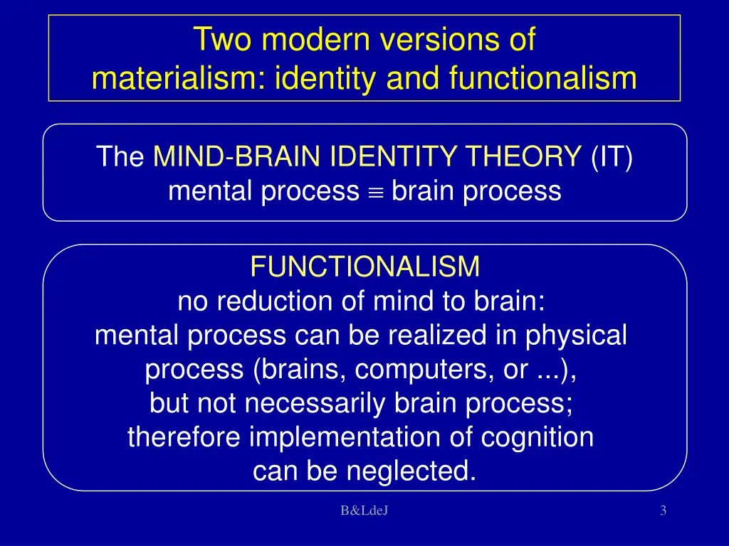 two modern versions of materialism identity