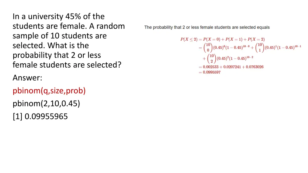 in a university 45 of the students are female