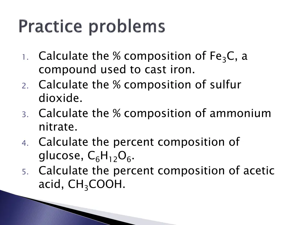 1 calculate the composition of fe 3 c a compound