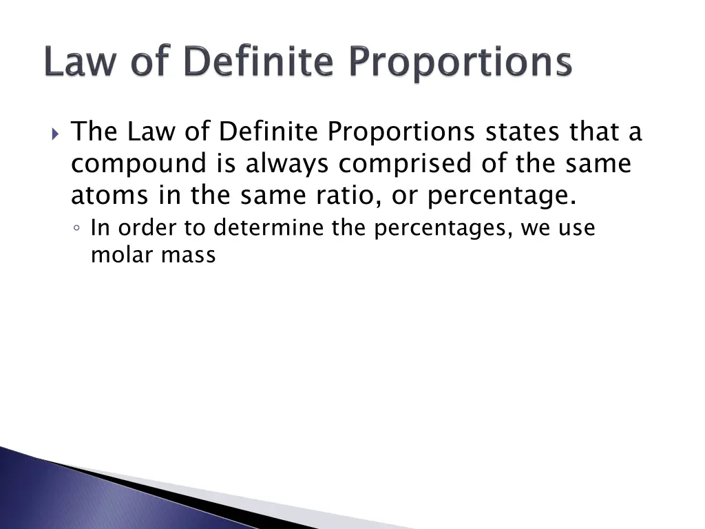 the law of definite proportions states that