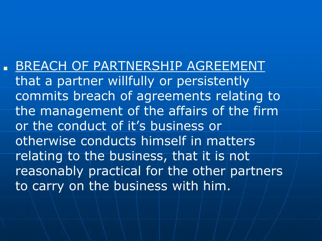 breach of partnership agreement that a partner