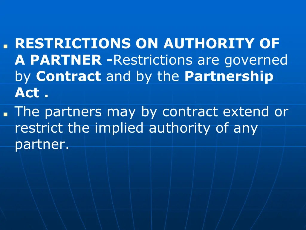 restrictions on authority of a partner