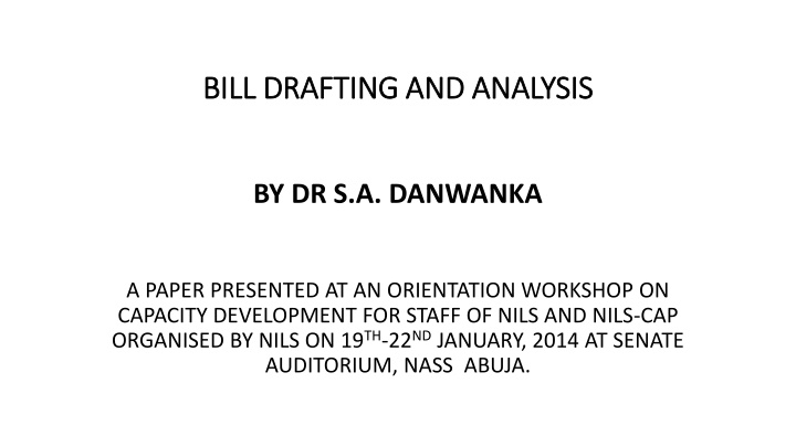 bill drafting and analysis bill drafting