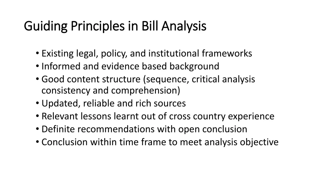 guiding principles in bill analysis guiding