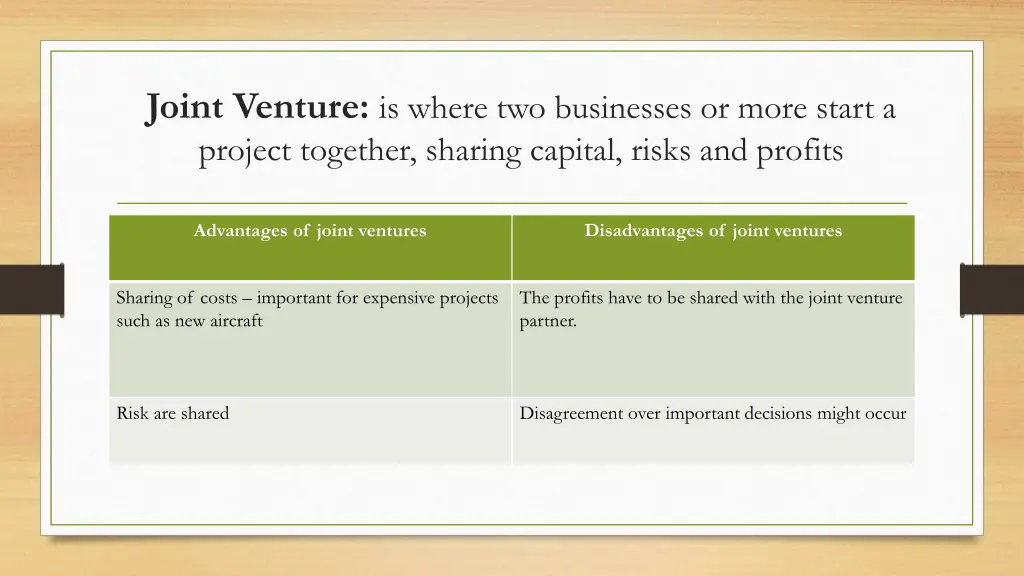 joint venture is where two businesses or more