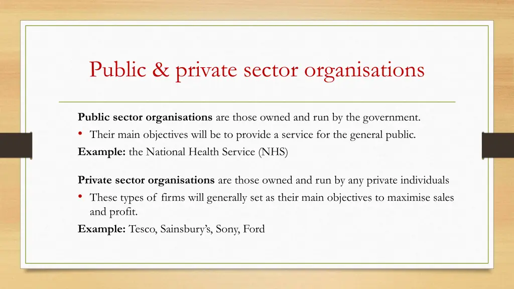 public private sector organisations