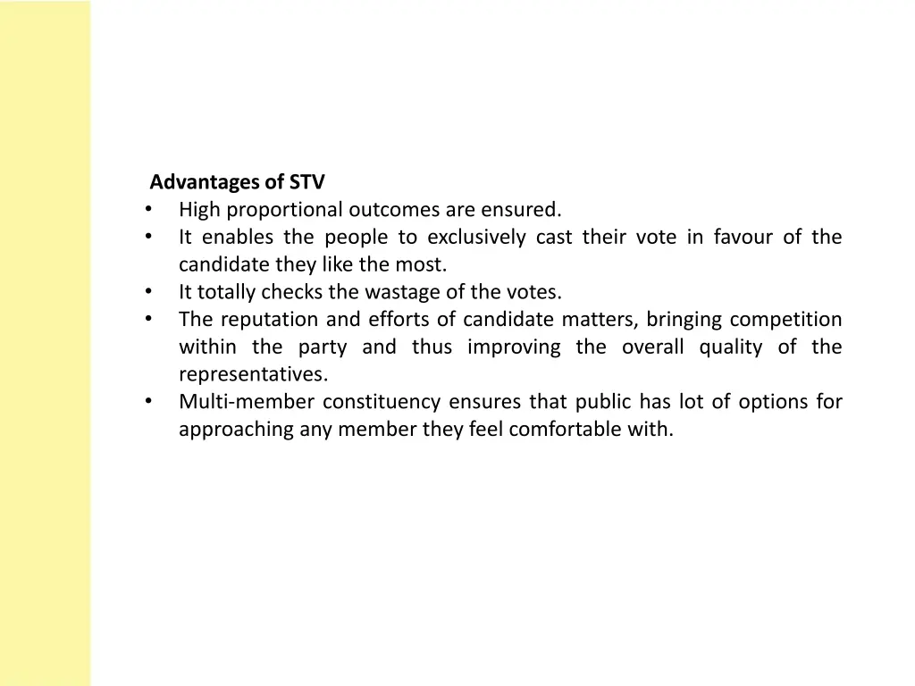 advantages of stv high proportional outcomes