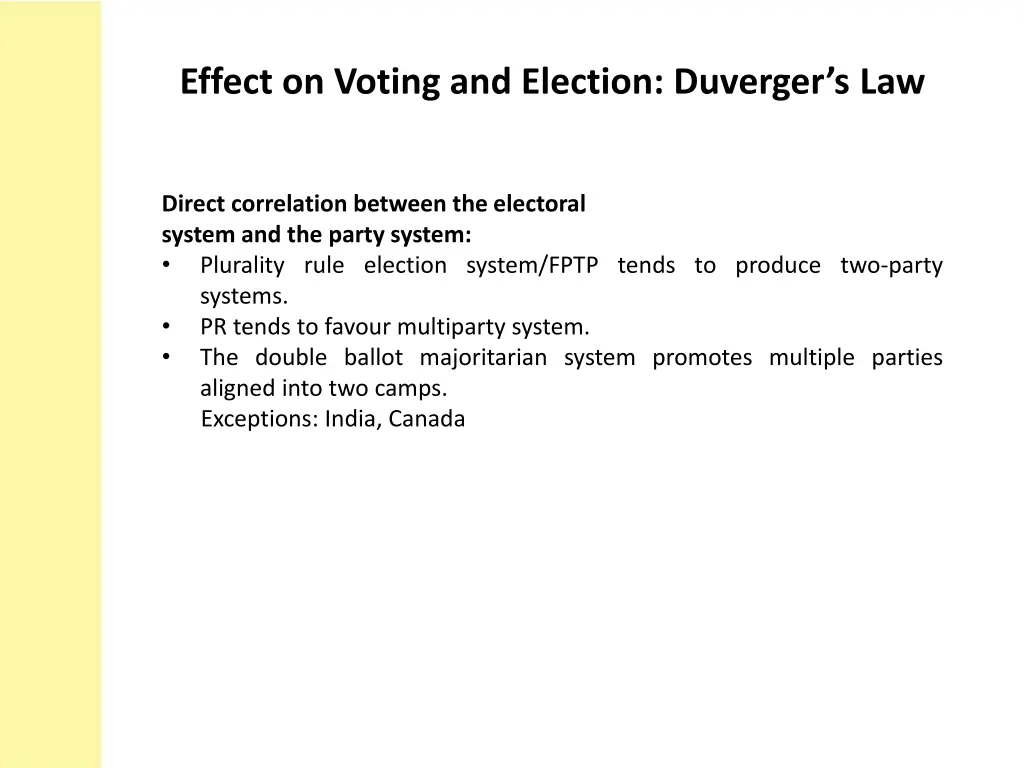 effect on voting and election duverger s law