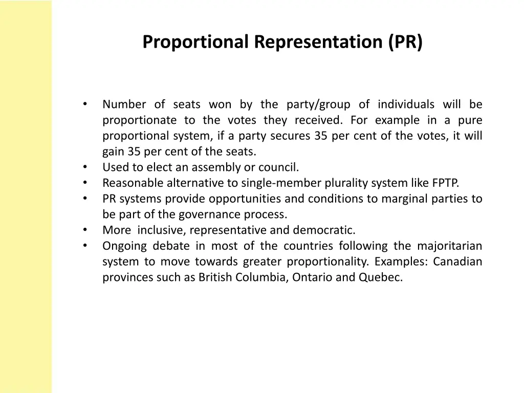 proportional representation pr