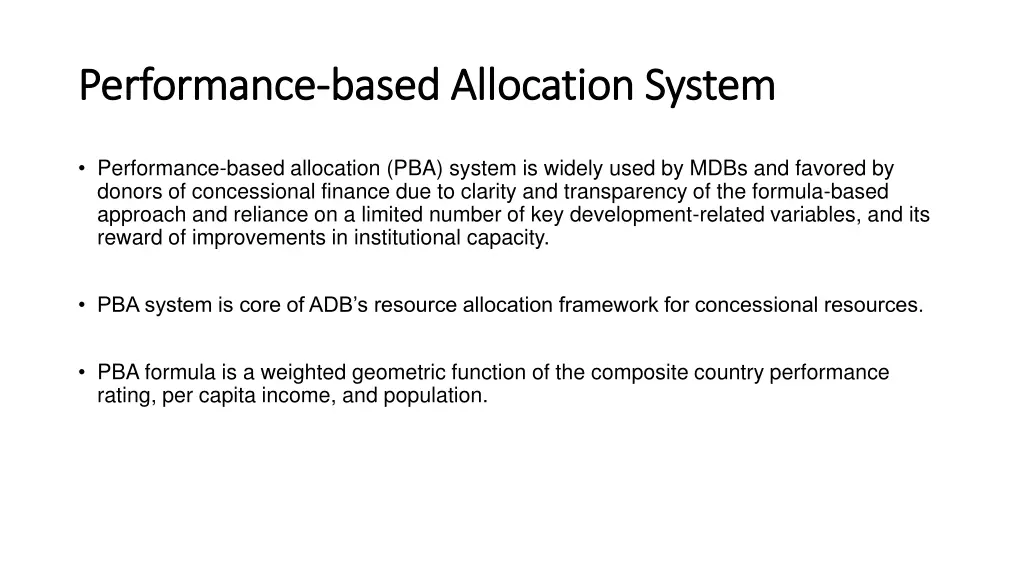 performance performance based allocation system