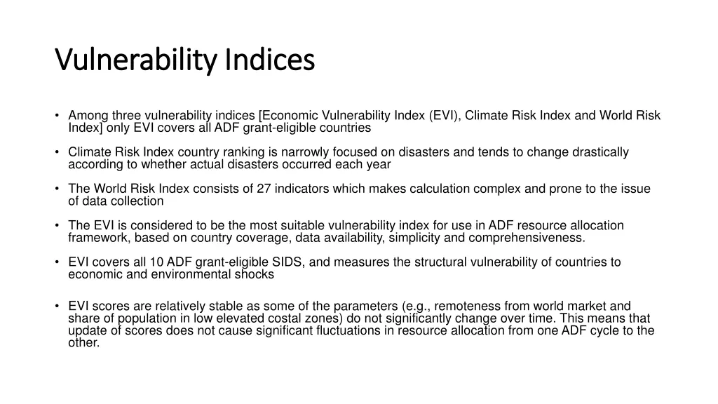 vulnerability indices vulnerability indices