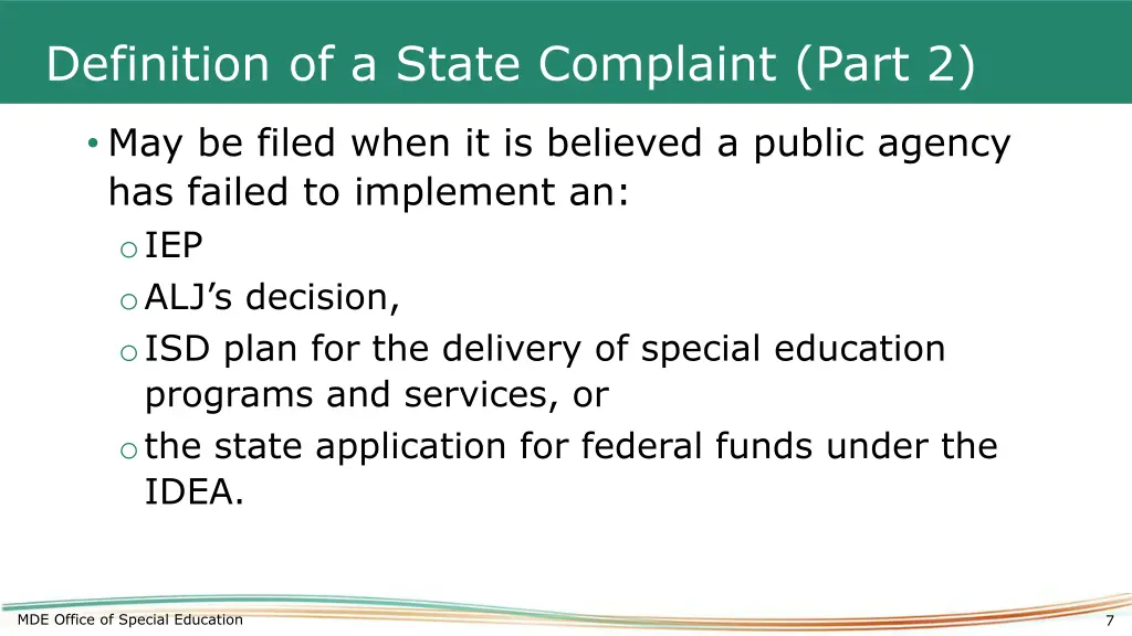 definition of a state complaint part 2