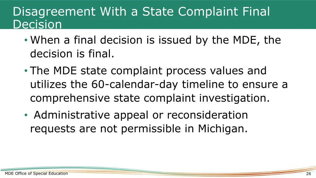 disagreement with a state complaint final