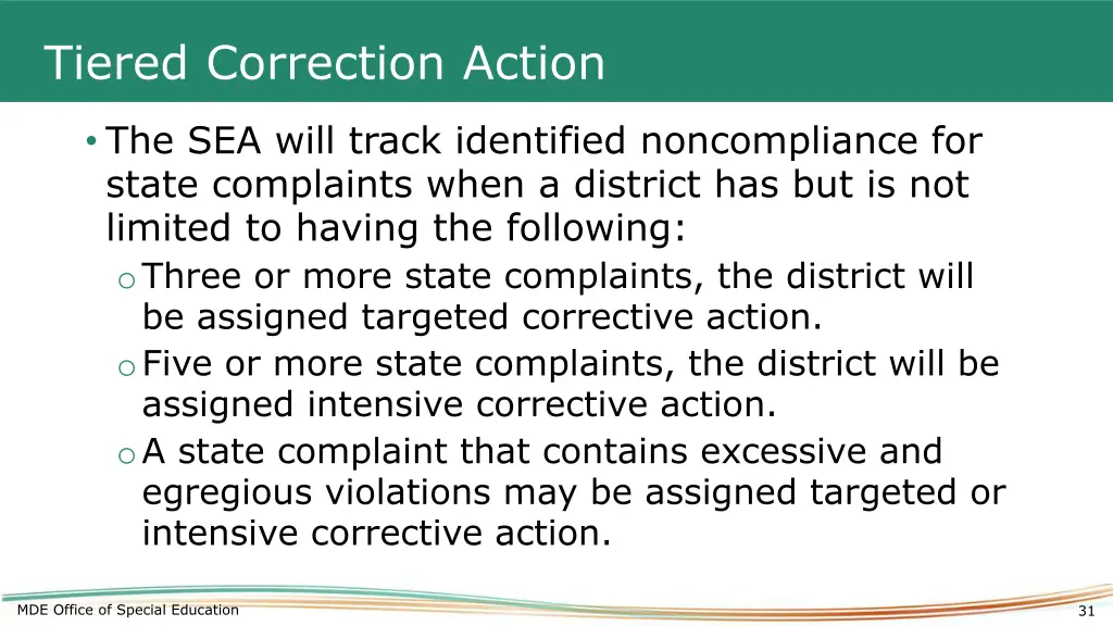 tiered correction action