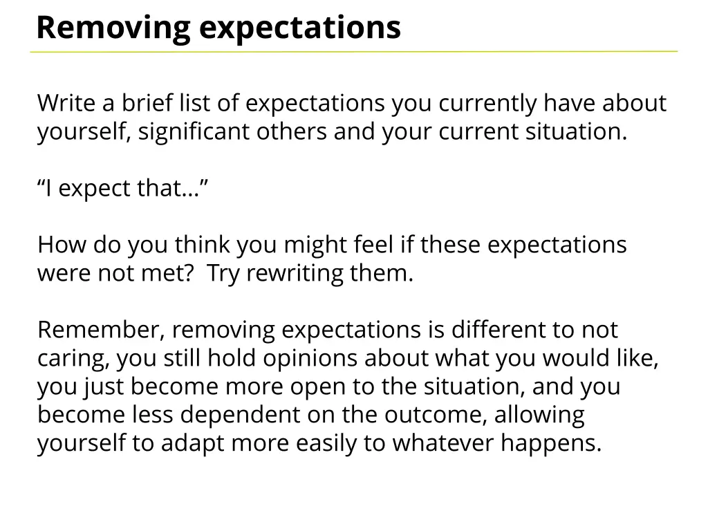 removing expectations 1