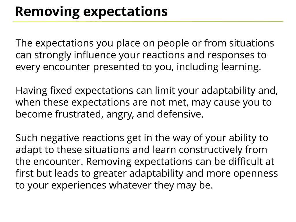 removing expectations