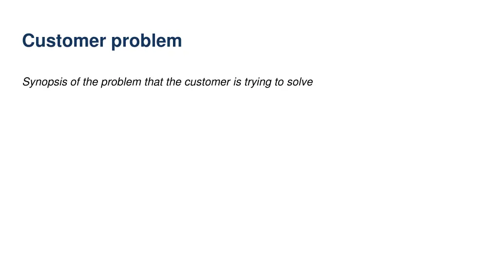 customer problem