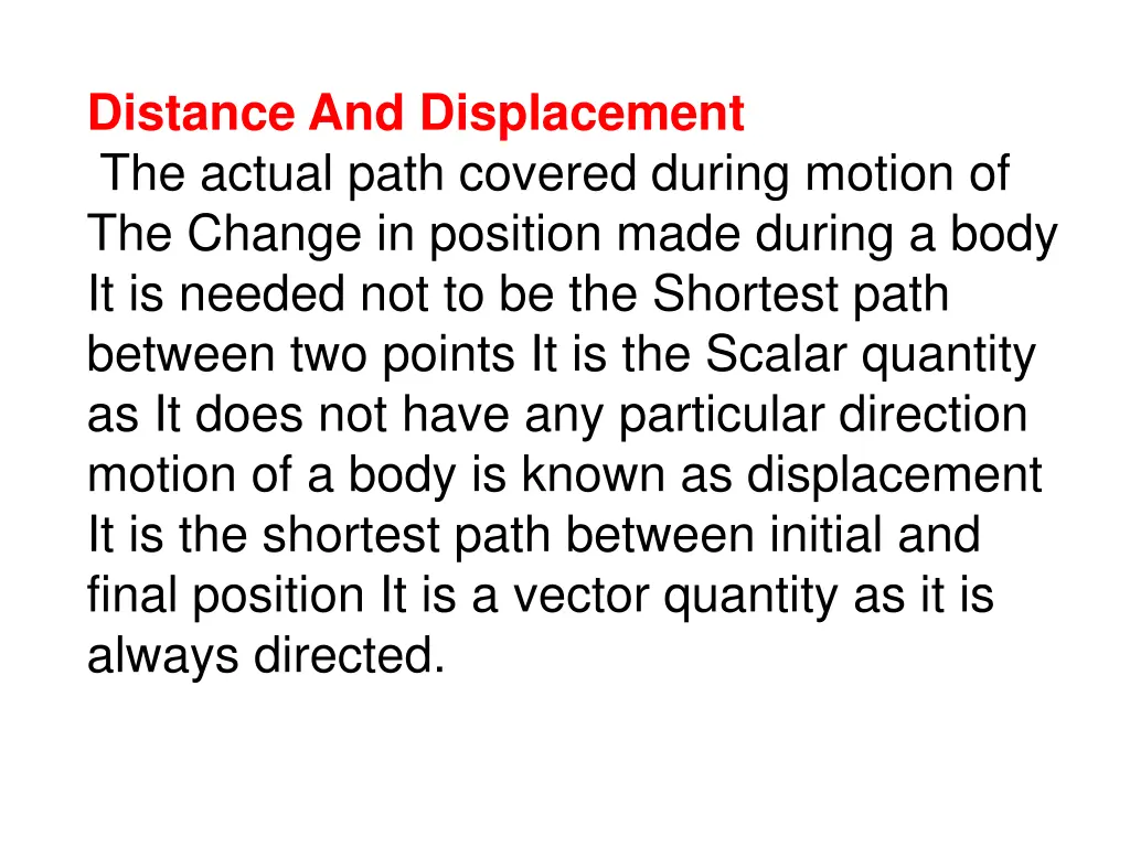 distance and displacement the actual path covered