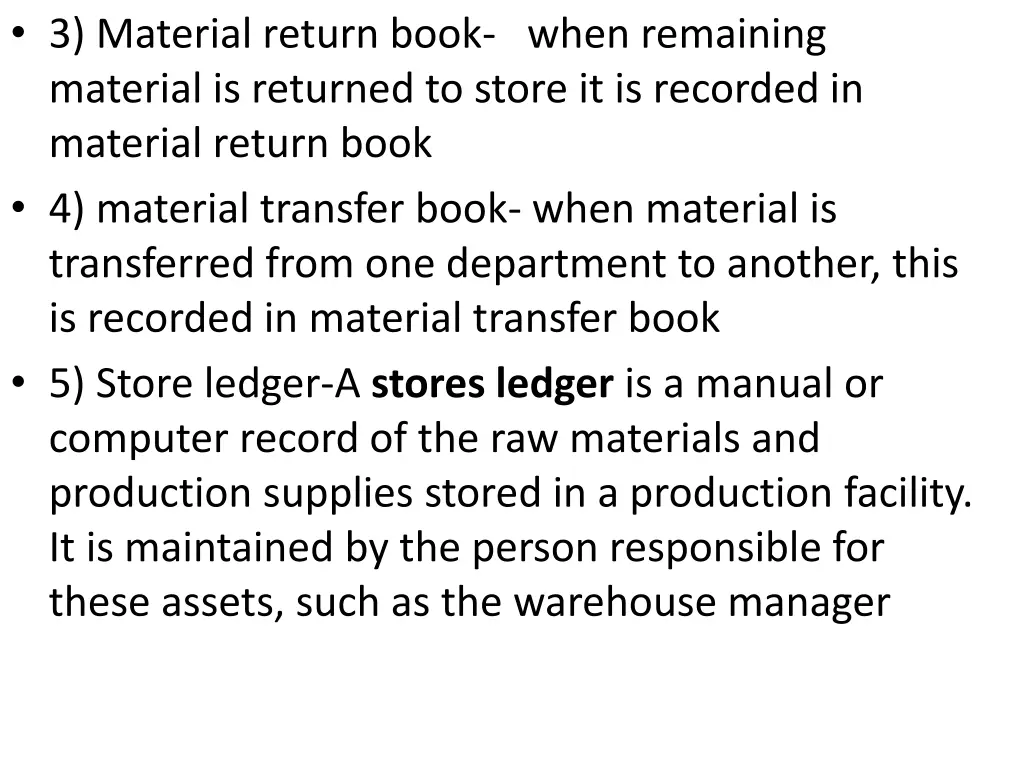 3 material return book when remaining material