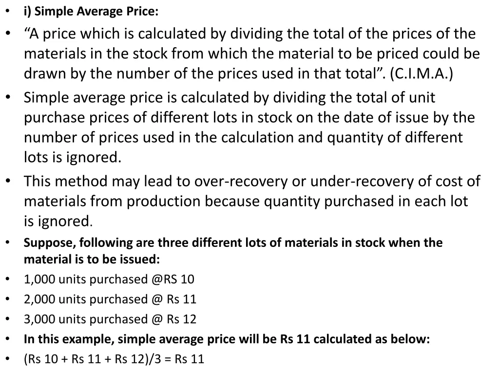 a price which is calculated by dividing the total