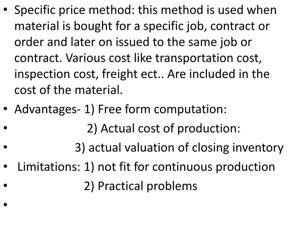 specific price method this method is used when