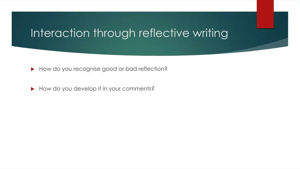 interaction through reflective writing