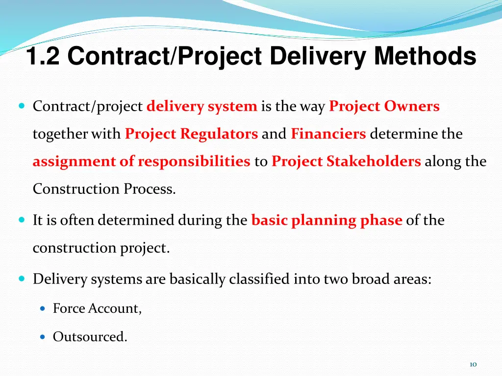 1 2 contract project delivery methods