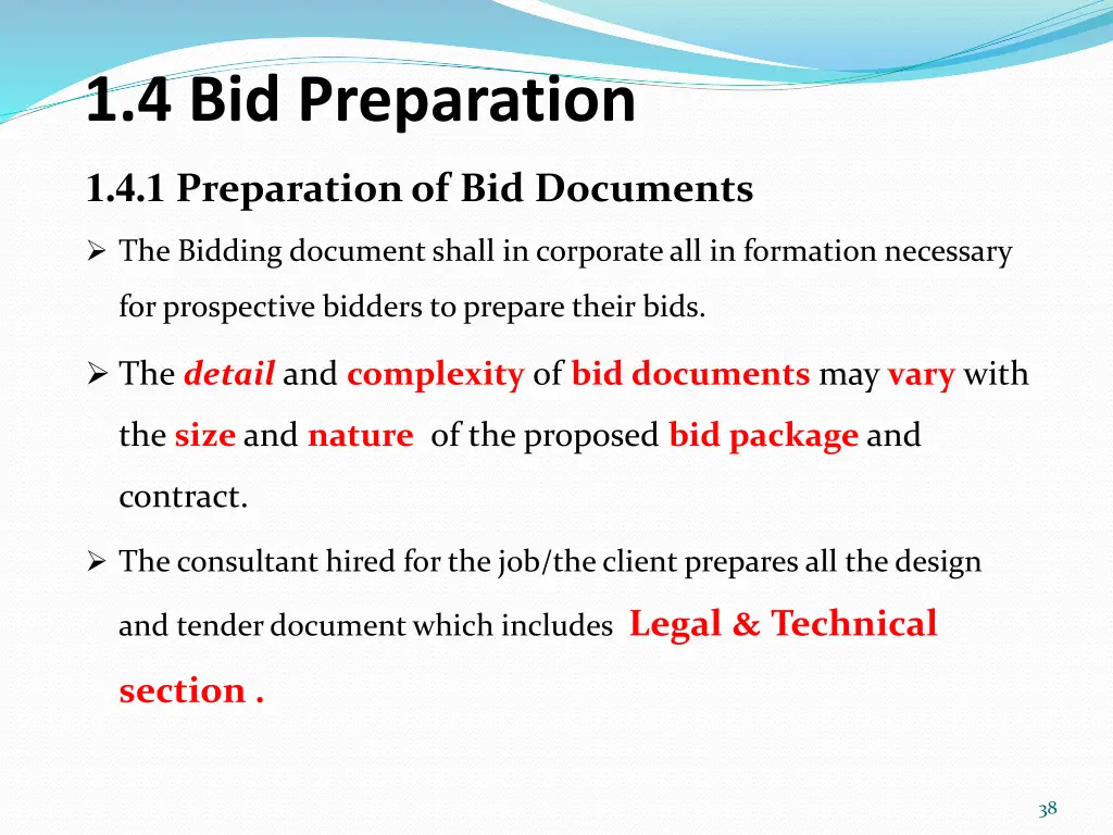 1 4 bid preparation