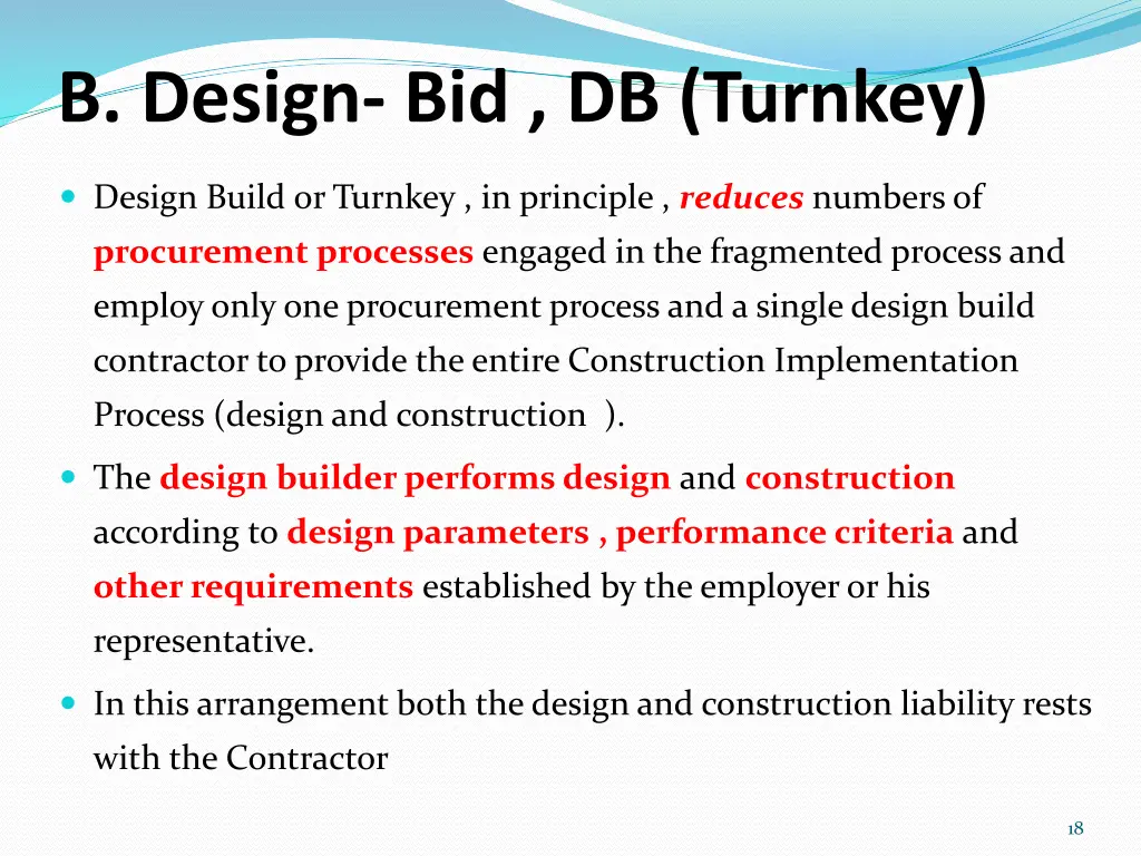 b design bid db turnkey