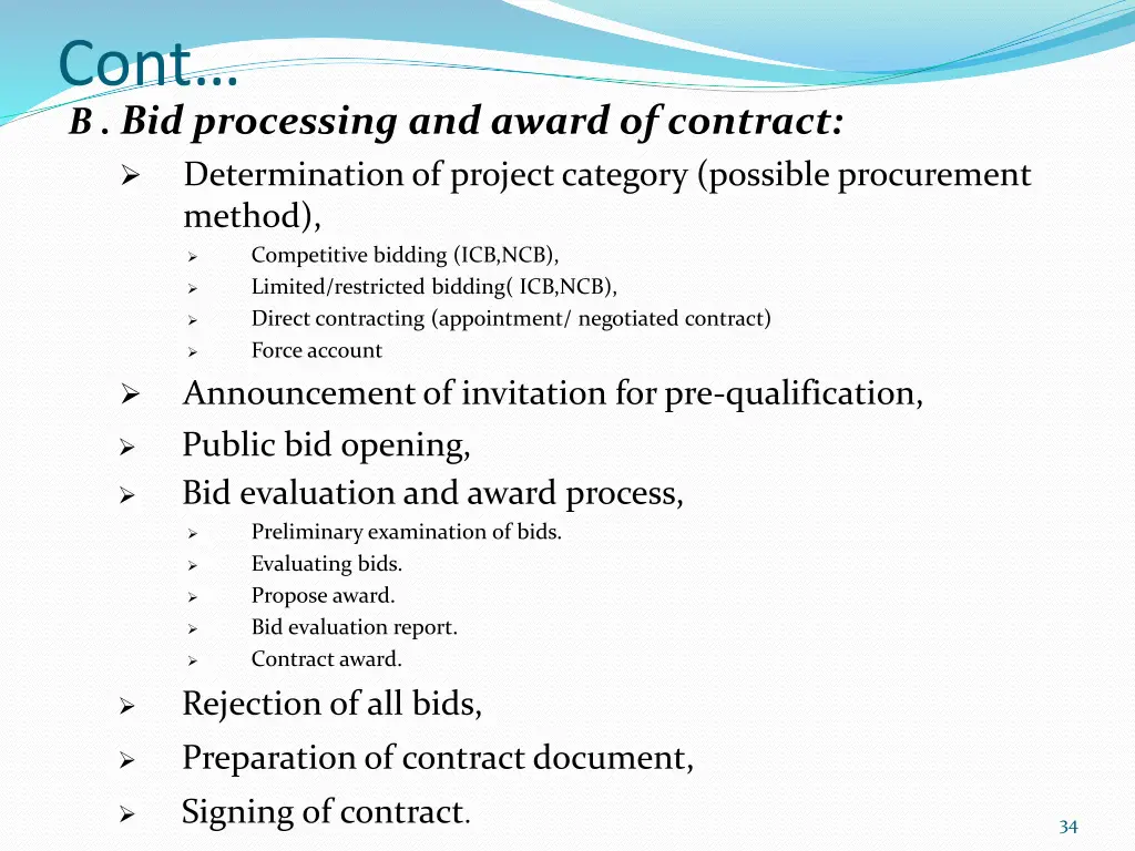 cont b bid processing and award of contract