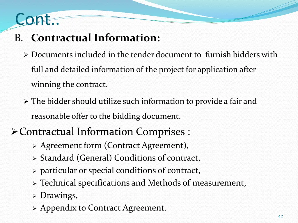 cont b contractual information