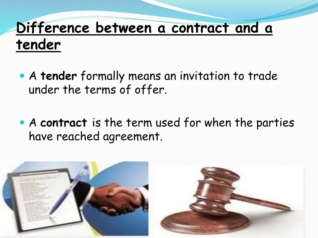 difference between a contract and a tender