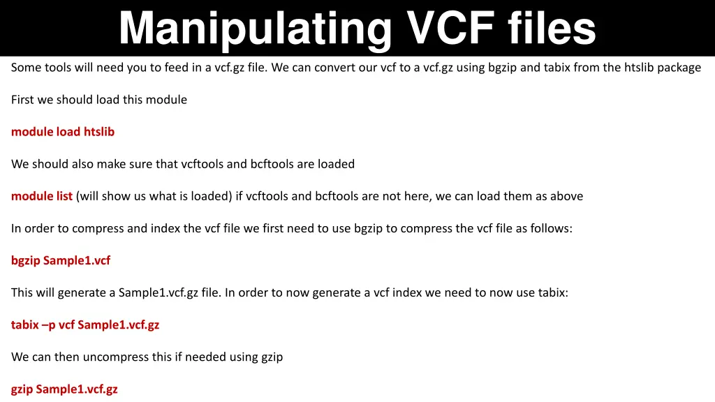 manipulating vcf files 1