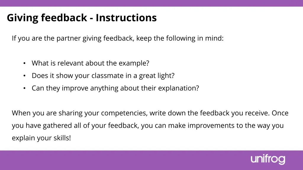 giving feedback instructions