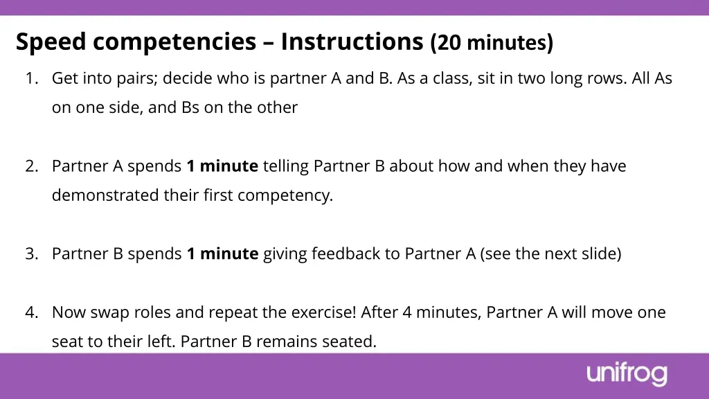 speed competencies instructions 20 minutes