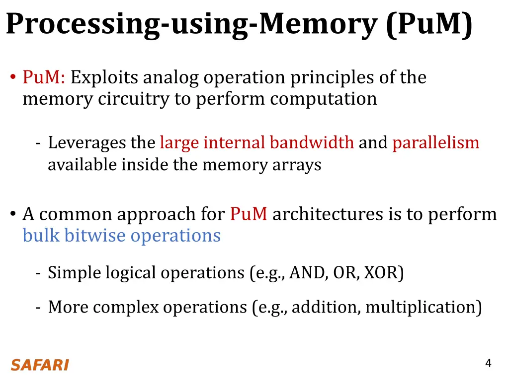 processing using memory pum