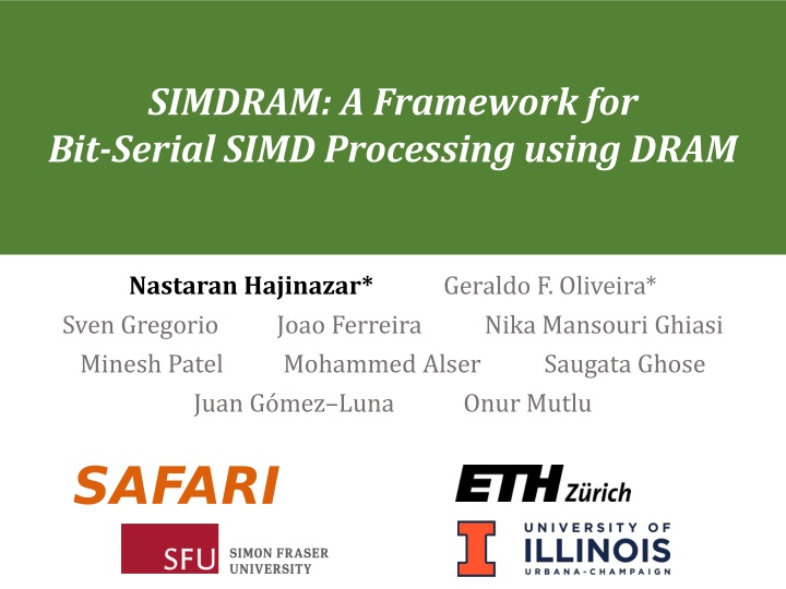 simdram a framework for bit serial simd