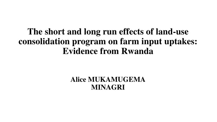 the short and long run effects of land