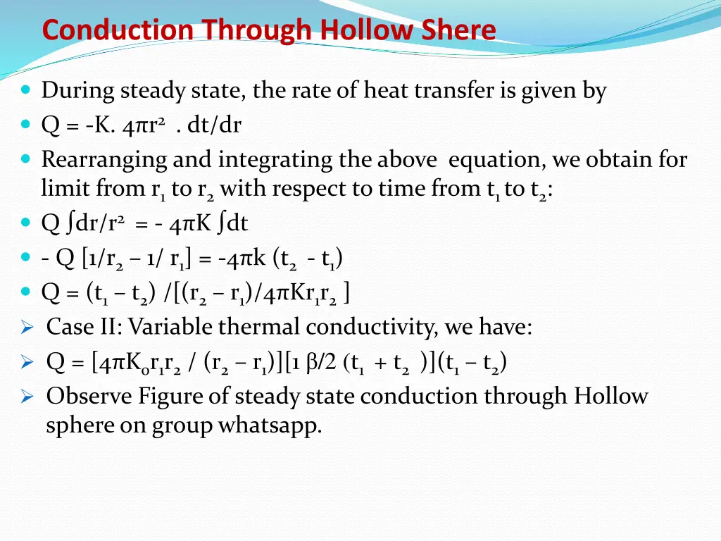 conduction through hollow shere