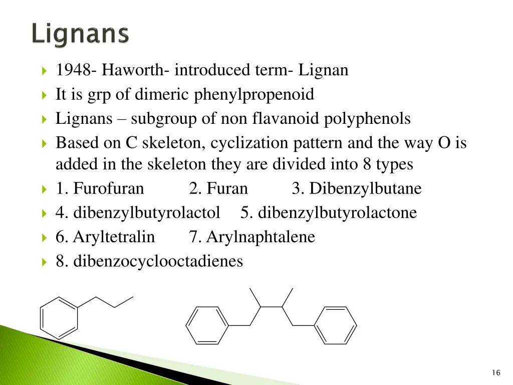 1948 haworth introduced term lignan