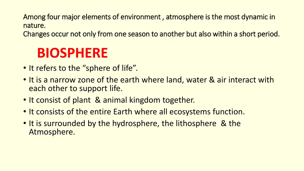 among four major elements of environment