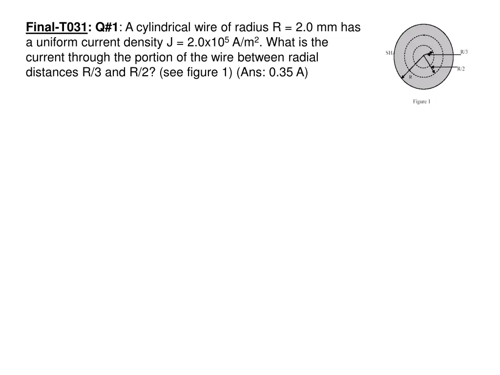 final t031 q 1 a cylindrical wire of radius